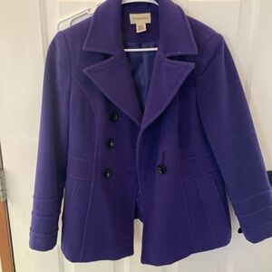 St. John's Bay Women's Vibrant Purple Pea Coat Size M/P
